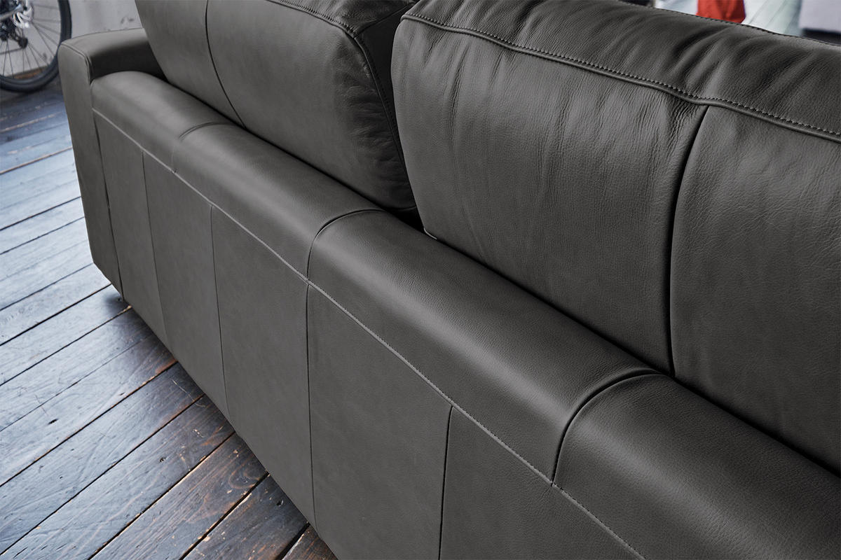 SOFA BODHI Schwarz Leder - Schwarz, Leder/Kunststoff (242/80/110cm) - KAWOLA