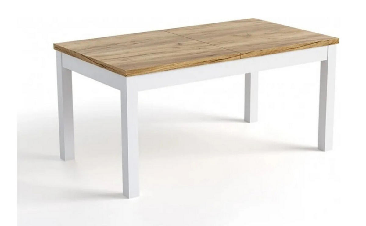 ESSZIMMERTISCH ROSA, ausziehbarer Tisch, Größe: 80 x 80 cm bis 120 cm, Wohnzimmertisch Farbe: Braun, mit Holzbeinen in Farbe Weiß - Weiß/Braun, Holzwerkstoff (80/80/76cm) - Sepro Meble