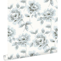 TAPETE Aquarell gemalte Rosen 53 cm x 10.05 m - Grau, Papier (53/1000cm) - ESTAhome