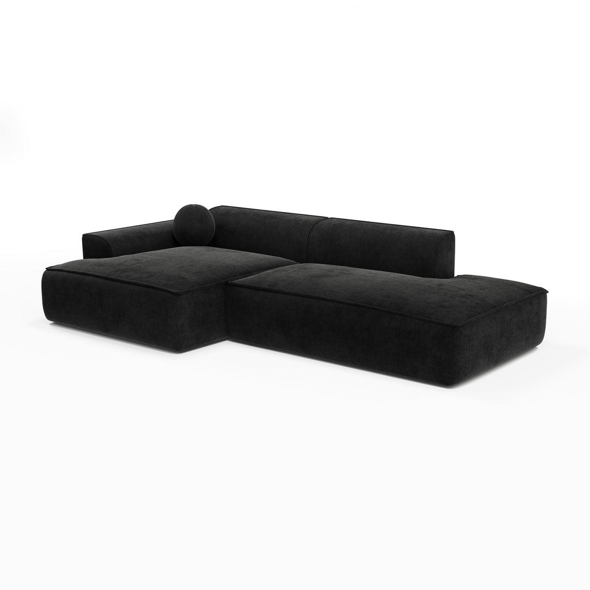 ECKSOFA LINKS Samt Dunkles Anthrazit 260cm - Anthrazit, Textil (155/260cm) - Sia Home