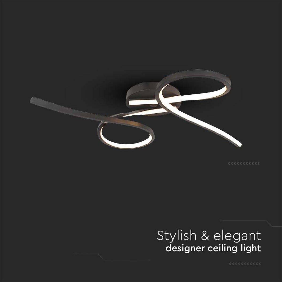 LED DECKENLEUCHTE Aluminium Schwarz - Schwarz, Metall (61/36/12cm)