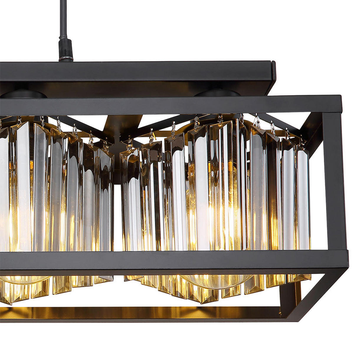 HÄNGELEUCHTE Metall Schwarz Kristalloptik - Schwarz, Glas (68/17/120cm)