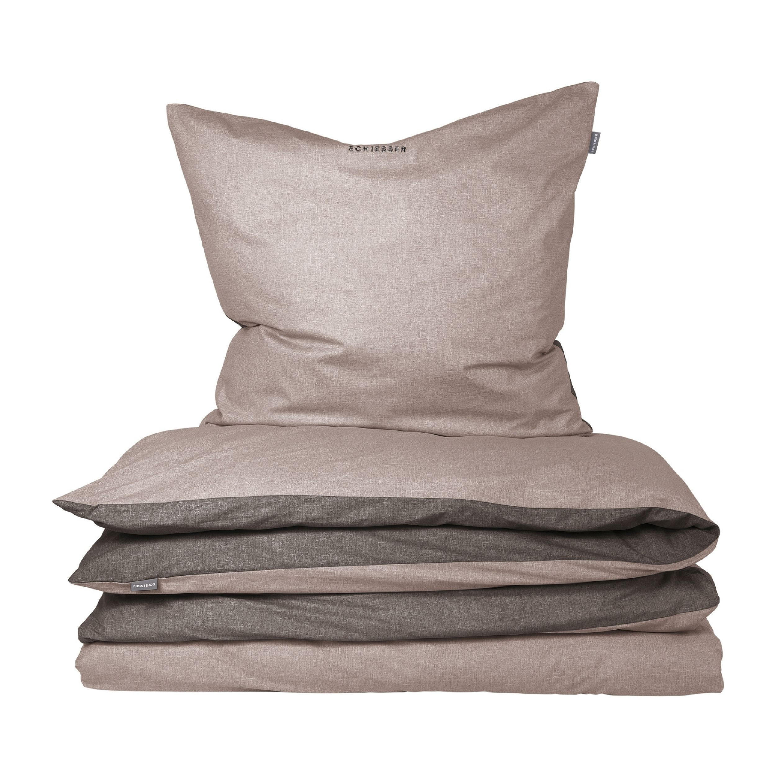 BETTWÄSCHESET Doubleface - Renforcé - 2-teilig - 155 x 220 cm - Taupe-Dunkelgrau - Dunkelgrau, Textil (155/220cm) - SCHIESSER