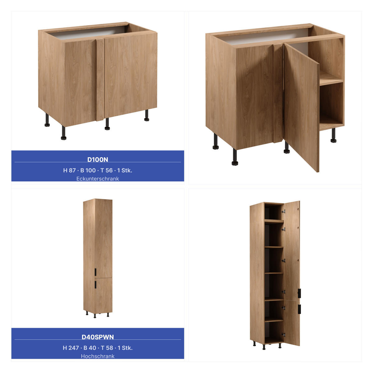 WINKELKÜCHE 340cm x 240cm - Sorento KS4-M340 - in Sonoma Eiche - Schwarz/Sonoma Eiche, Holz (580/247/58cm)