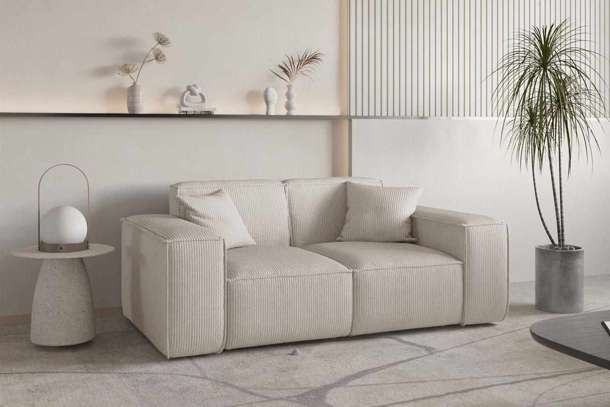 SOFA Celes Premium 2-sitzer Stoff Scala - Beige, Holzwerkstoff/Textil (186/73/88cm) - Fun Möbel