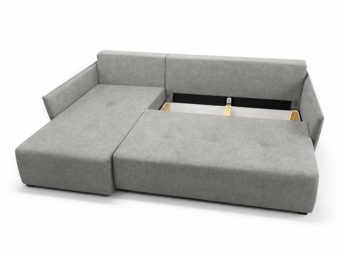 ECKSOFA L Form Damascus Hellgrau 212/143/88 cm Links mit Schlaffunktion - Hellgrau/Schwarz, Kunststoff/Textil (143/212cm) - AX Living