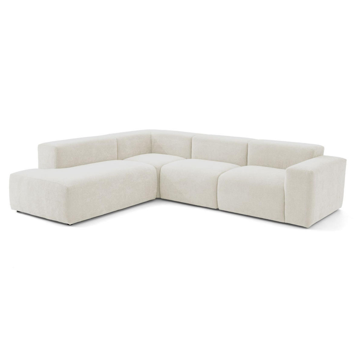 4-SITZER modulares Ecksofa HEAVEN SET 2 Links, Breite 300 cm Webstoff Weiß - Schwarz/Weiß, Holz/Kunststoff (300/245cm) - Muffo