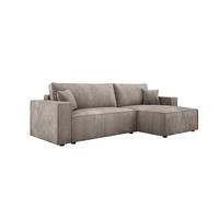 ECKSOFA POSO XL UNIVERSAL, Schlaffunktion und Lattenrost - L-Form, Cord, Federung auf Wellfedern, 274x143x83 cm, Rechts Beige - Beige, Holz/Textil (277/143cm) - DomoHome