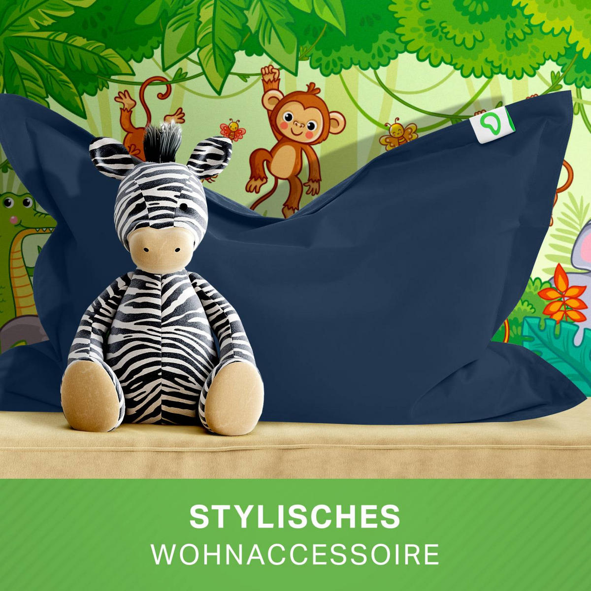 KINDER-SITZSACK 70x100cm - 70 Liter - Dunkelblau, Textil (70/10/100cm) - Green Bean