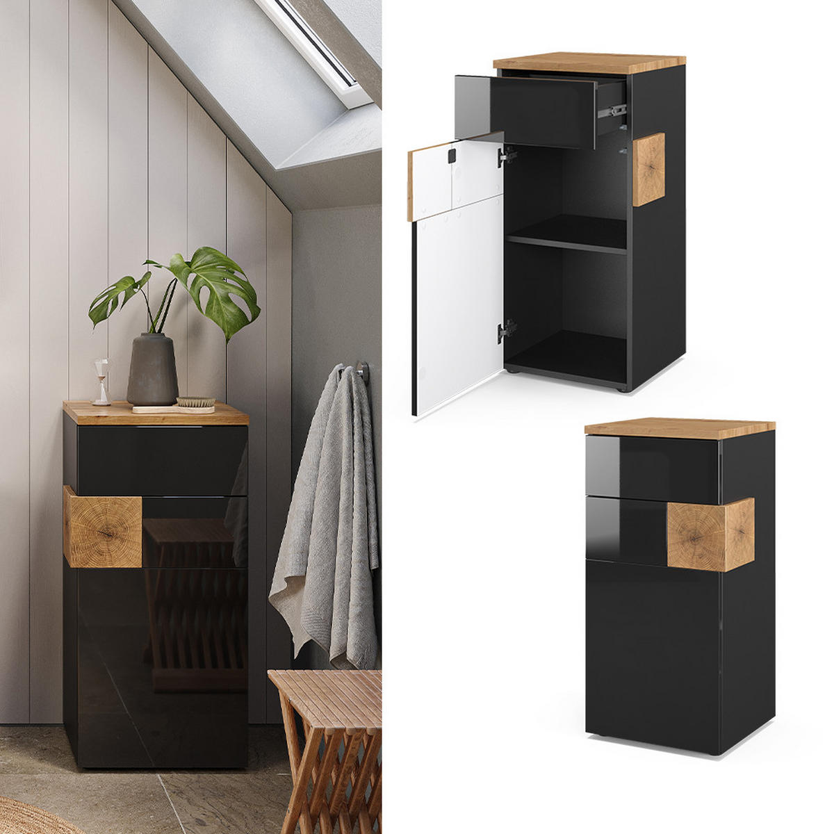 MIDISCHRANK Eden Anthrazit 40 x 84 cm - Anthrazit, Holzwerkstoff (40/84/37cm) - Vicco