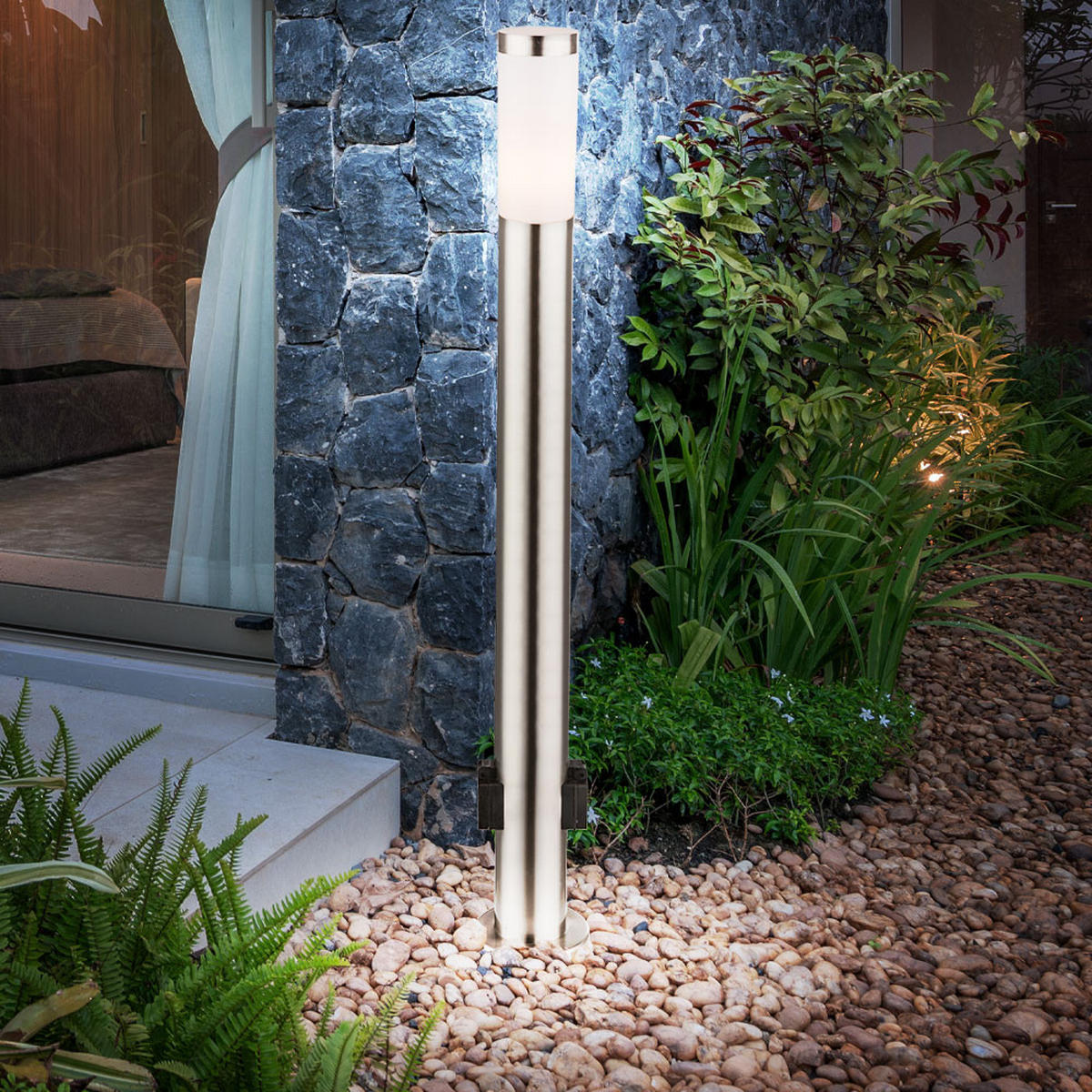 LED WEGELEUCHTE Edelstahl Silber - Silberfarben, Metall (7.6/7.6/110cm)