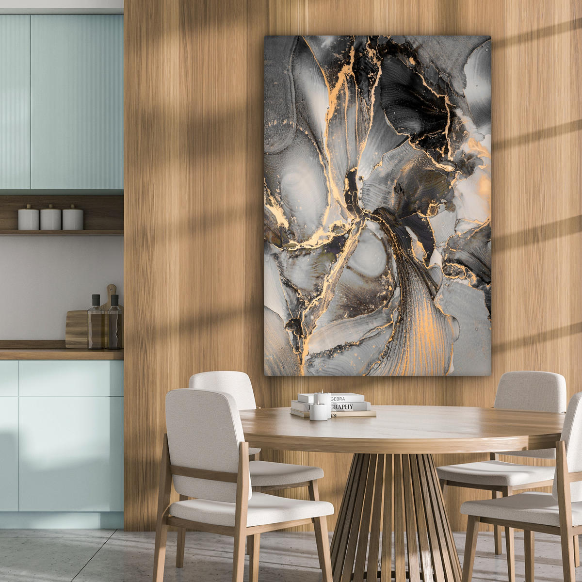 LEINWANDBILD Grau - Luxus - Gold - Marmor 80x120 cm - Dunkelgrau, Textil (80/120cm) - MuchoWow