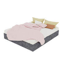 POSTEĽNÝ rám 160/200 cm sivý bez čela s plynovým zdvihom z látky a kovu - sivá, textil (160/200cm) - OKWISH