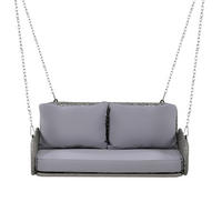 HÄNGESCHAUKEL PE-Rattan-Schaukel-Doppelsitz mit Kissen und 2 Ketten (240 cm/Stück) - Grau, Textil (54/48/108cm) - KOMHTOM