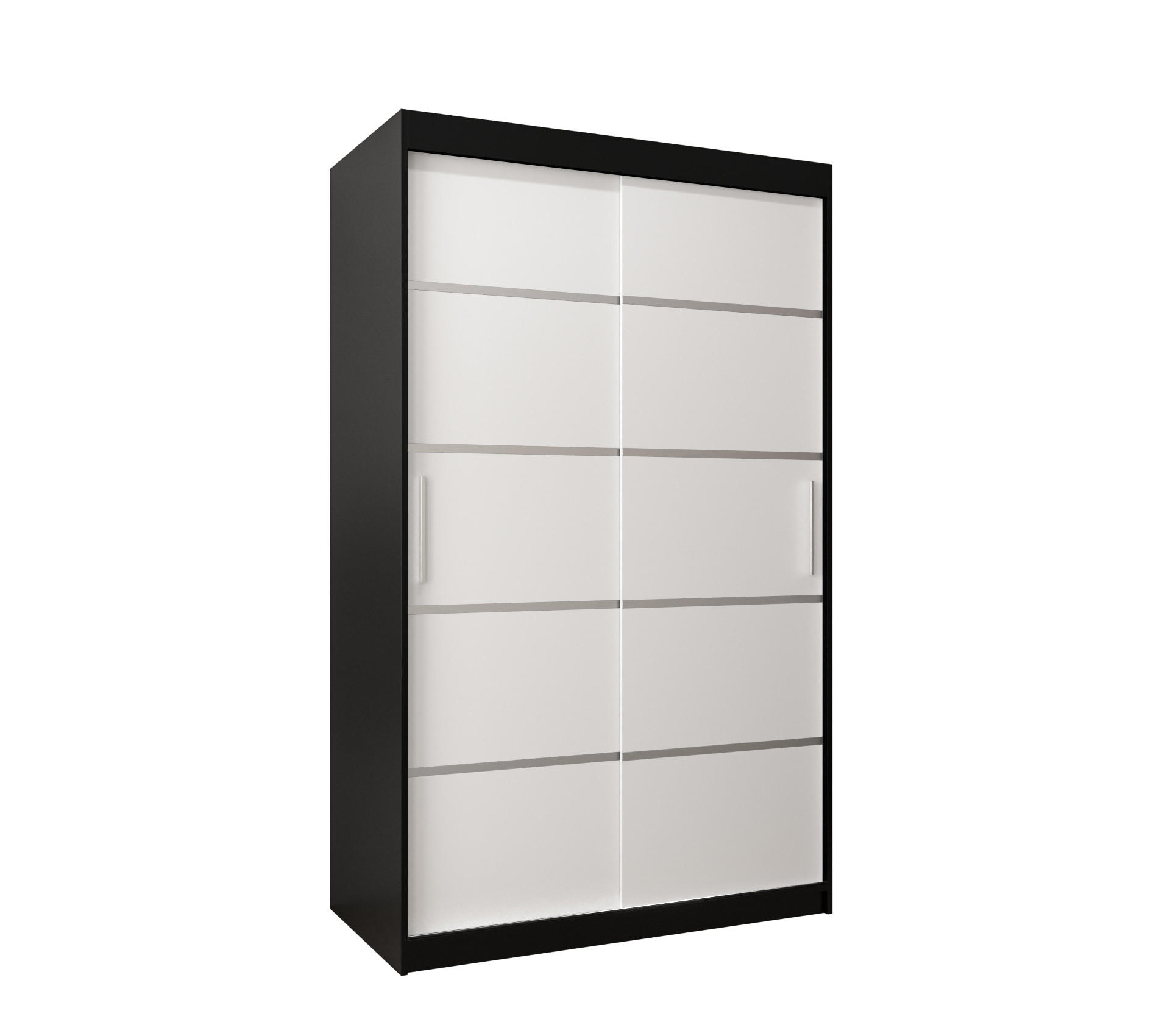 Möbel Kryspol Schwebetürenschrank Schwarz, Weiß, Silber 120x200x62 cm