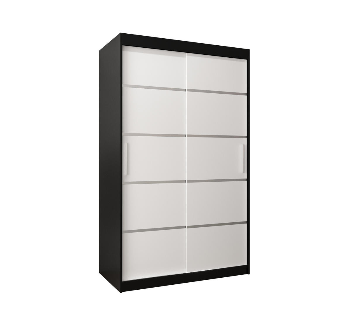 SCHWEBETÜRENSCHRANK 200/120/62 2-türig - Silberfarben/Schwarz, Holz/Kunststoff (120/200/62cm) - MÖBEL KRYSPOL