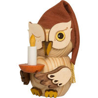 HOLZFIGUR Minieule mit Kerze und Schlafmütze 7 cm - Multicolor, Holz (5/7/5cm)
