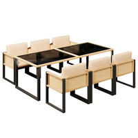 ESSGRUPPE 6-PERSONEN mit Sesseln und waschbaren Bezügen - Braun, Textil - BLACKCUP