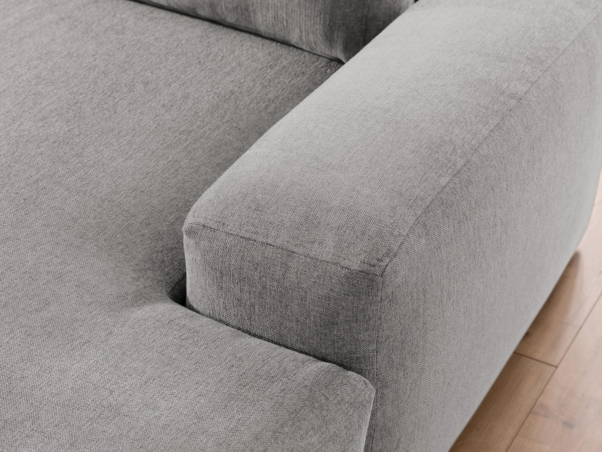ECKSOFA Lennon aus Hellgrau Strukturstoff mit Schlaffunktion und Bettkasten - Hellgrau/Schwarz, Holz/Kunststoff (264/137cm) - S-Style