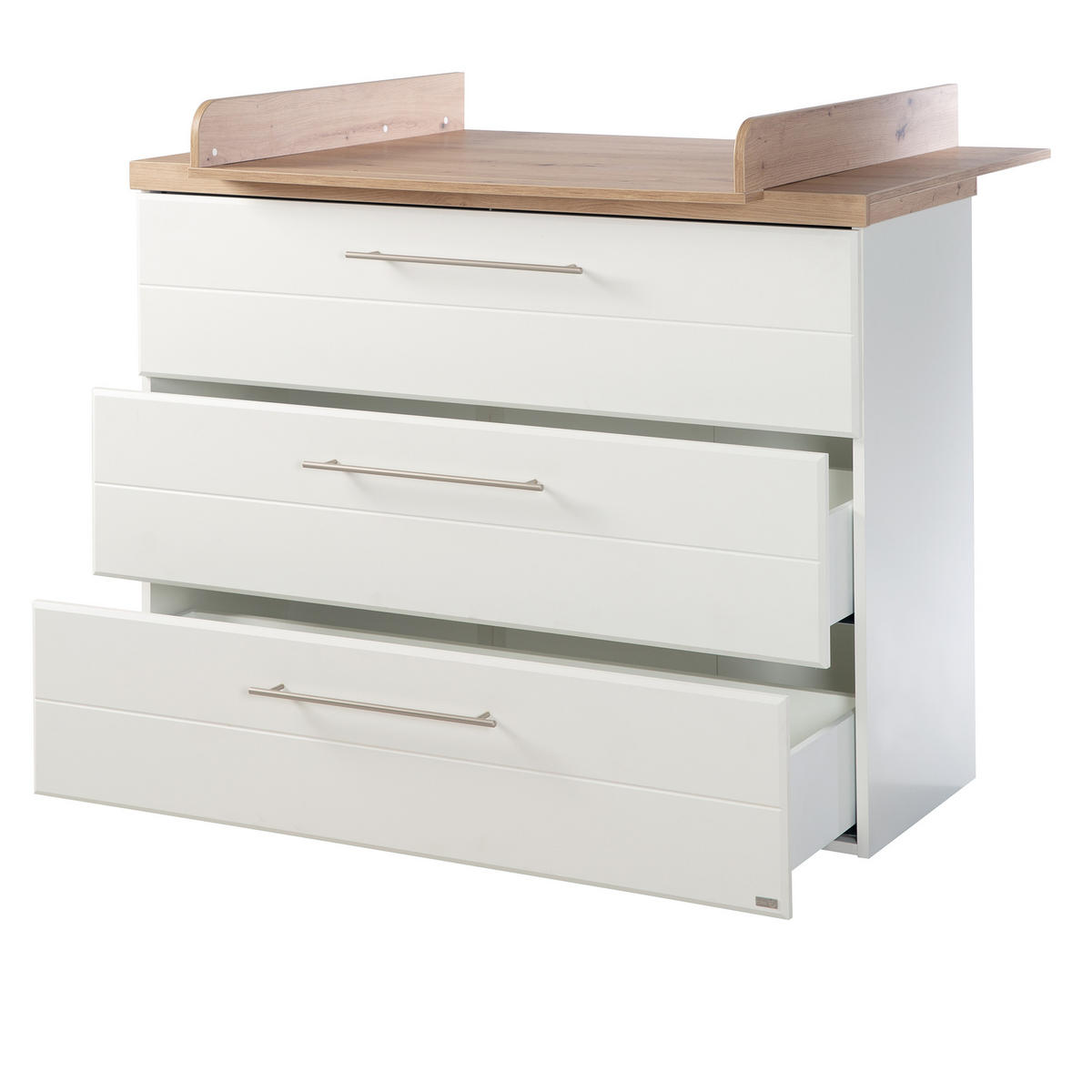 WICKELKOMMODE Nele - Silberfarben/Weiß, Holzwerkstoff/Metall (119/103/77.5cm) - Roba