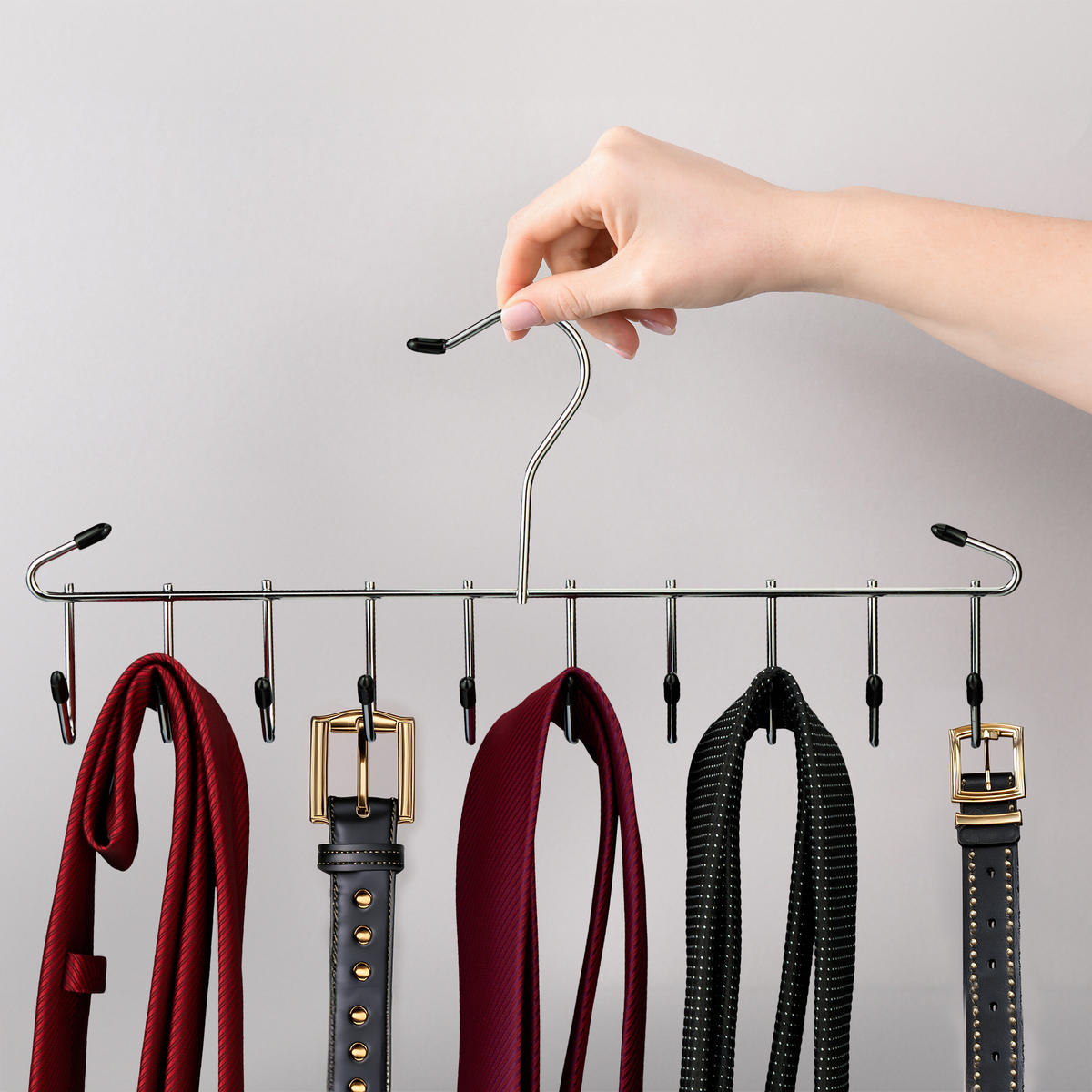 3XDRŽIAK na opasky - strieborná, kov/plast (34.5/4/1.5cm) - Relaxdays