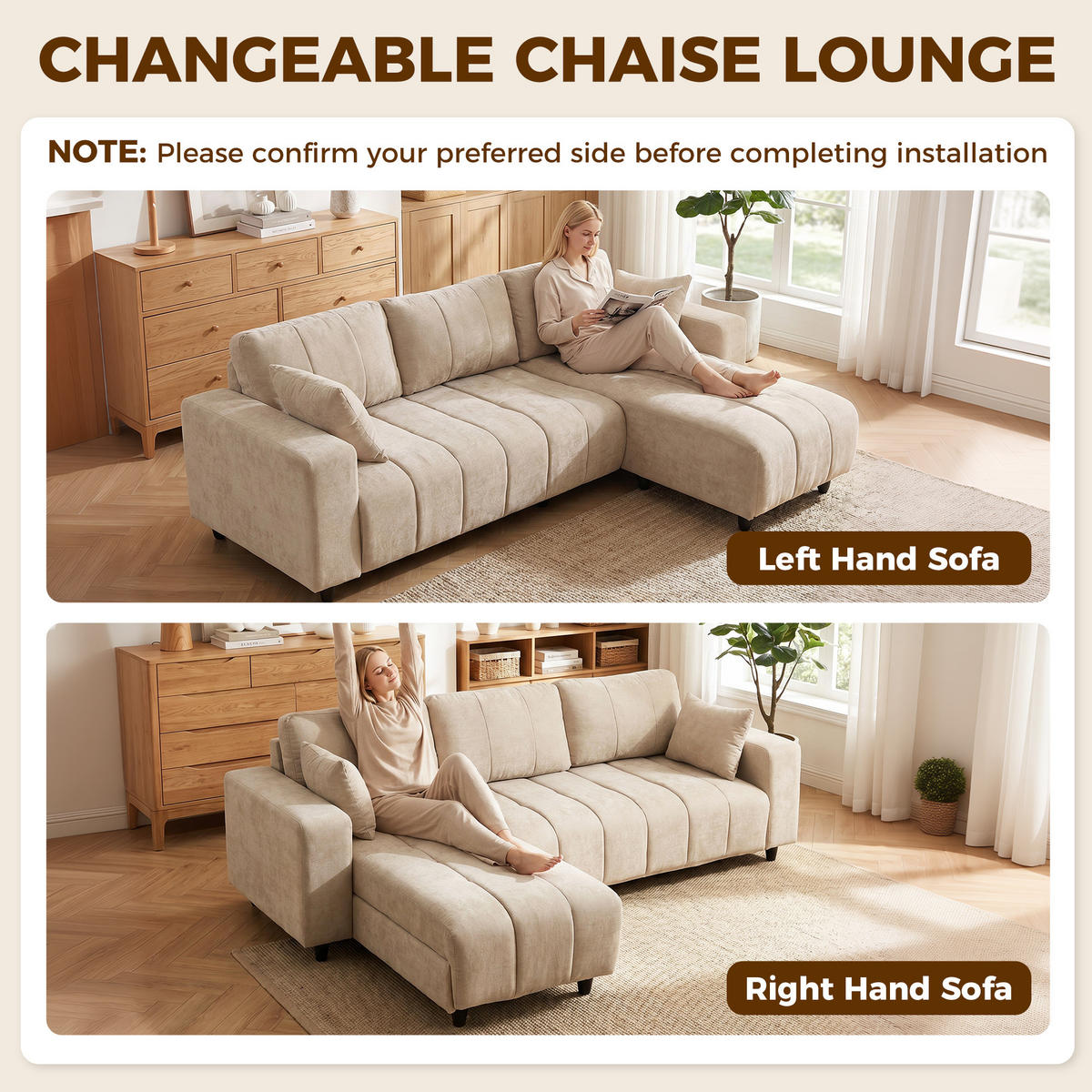 ECKSOFA Beige 95.3/61.4/34.3 cm - Beige, Textil (61.4/95.3cm)