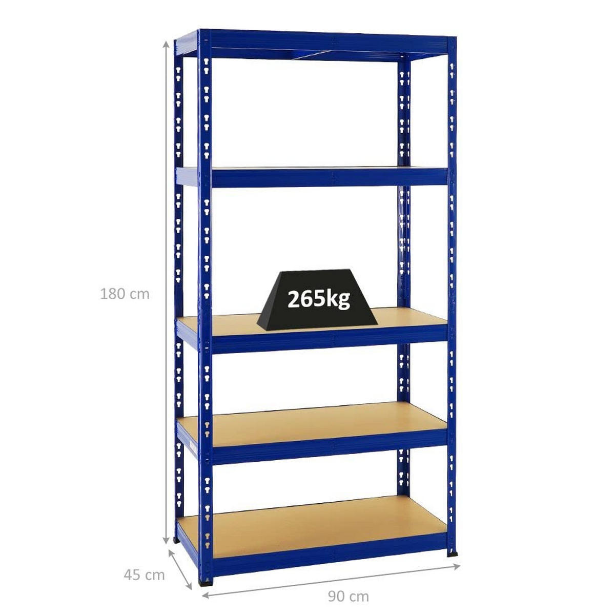 SCHWERLASTREGAL Tiger 180x90x45 cm Fachlast 265 kg Blau - Blau, Metall (90/180/45cm) - PROREGAL
