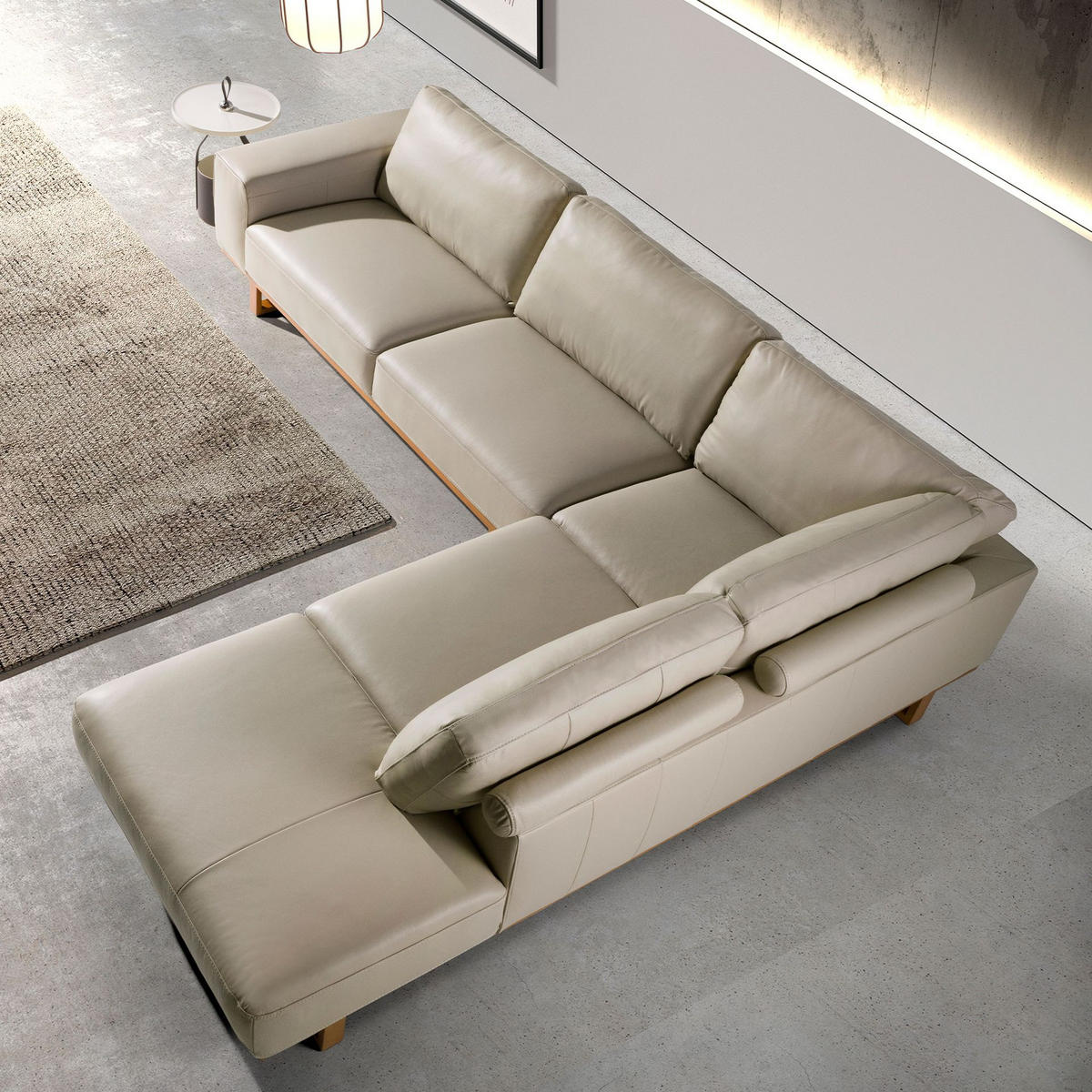 ECKSOFA Rechtes Ecksofa in Leder sand 316/252/82 cm - Sandfarben/Honig, Leder (316/252cm) - ANGEL CERDA
