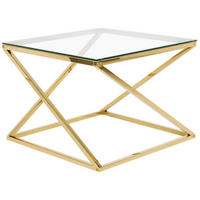 COUCHTISCH Glas Gold quadratisch 60/60 cm Beverly - Transparent/Goldfarben, Glas (60/60/45cm) - Beliani