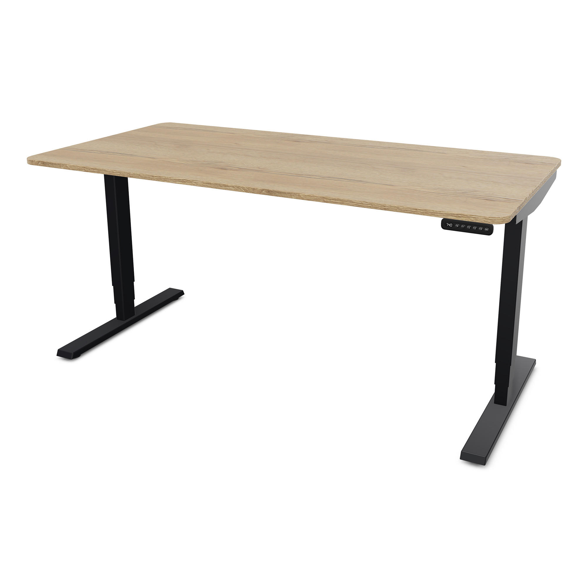 Assmann Schreibtisch Eiche Artisan, Schwarz 180x127x80 cm