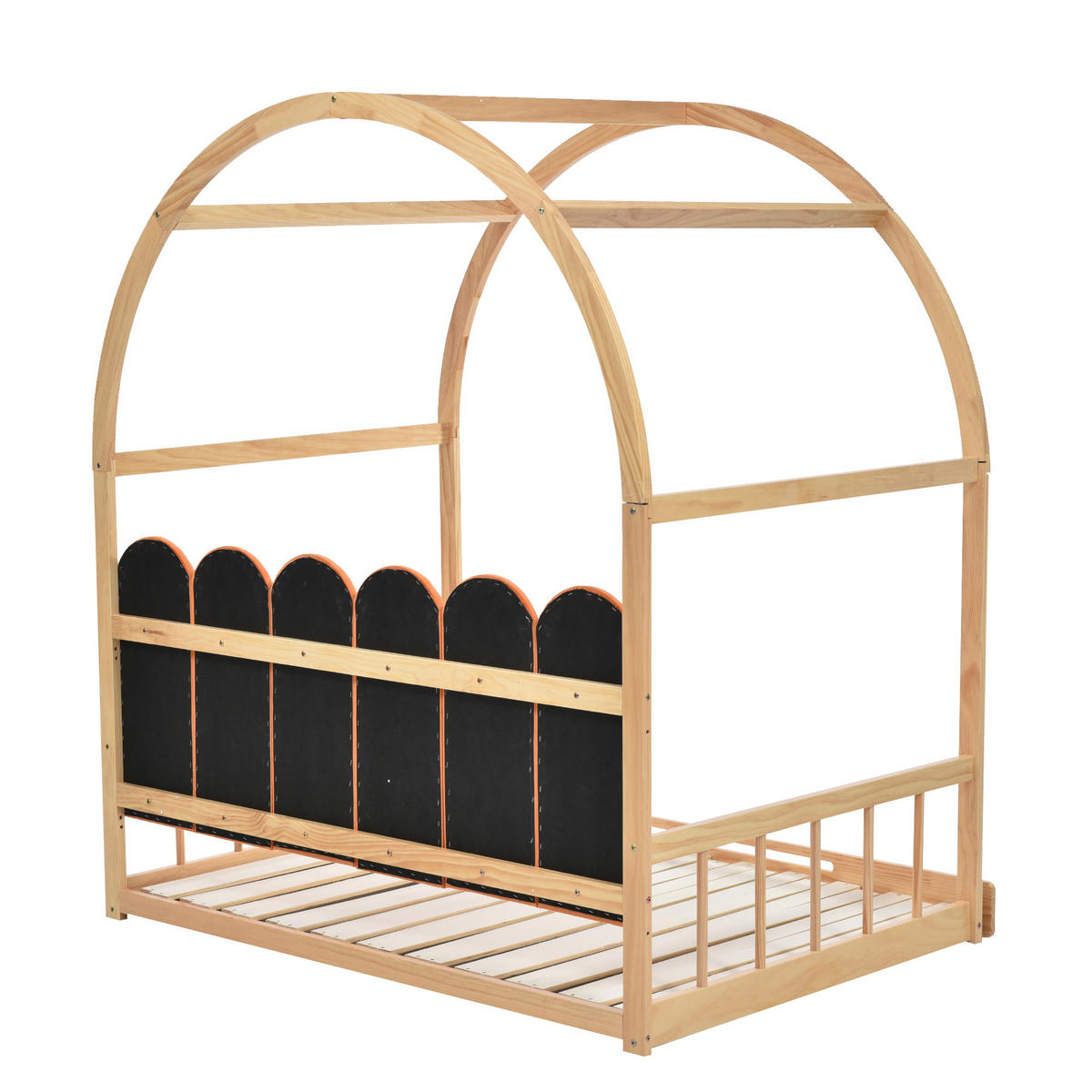 KINDERBETT 140/100–140/200 cm DE-00508, in Natur, Dachdesign und Matratze - Naturfarben, Holz (140/200cm) - ComfortXL