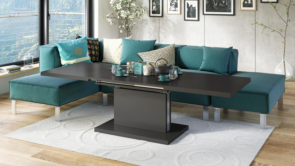 COUCHTISCH rechteckig Anthrazit matt ausziehbar höhenverstellbar - Anthrazit, Holzwerkstoff (80/120/56cm) - designimpex