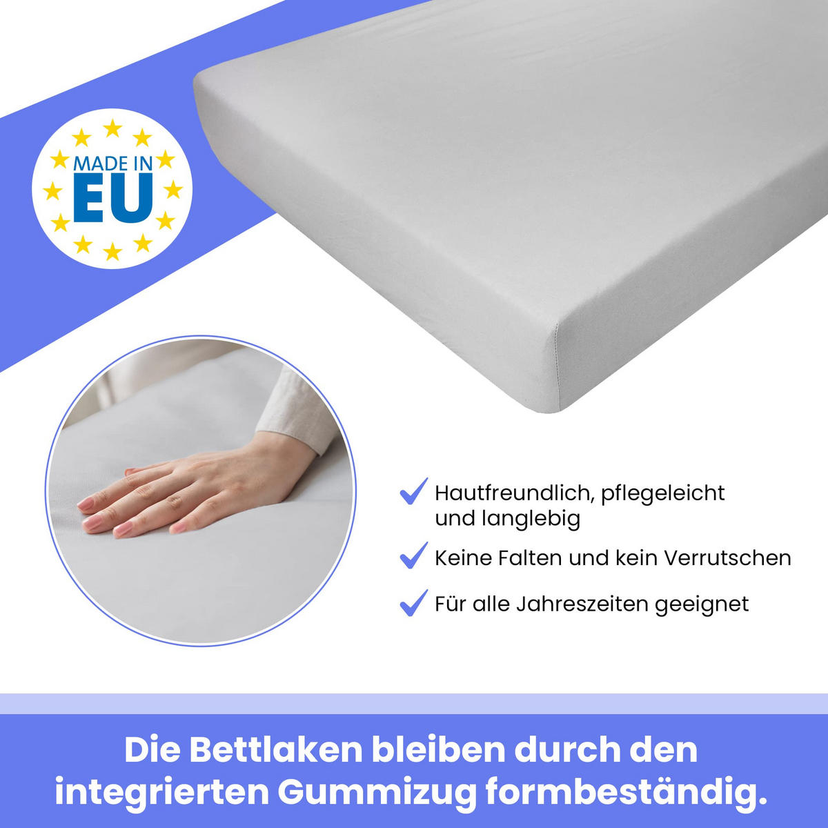 SPANNBETTLAKEN 180/200 cm, Jersey Elastisch 100 % Baumwolle Silber - Grau, Textil (180/200cm) - Best For Home