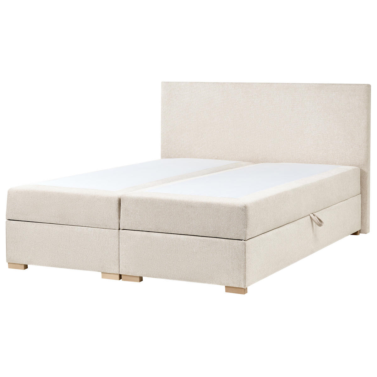 BOXSPRINGBETT mit Stauraum 160/200 cm Stoff Hellbeige Major - Beige, Textil (160/200cm) - Beliani