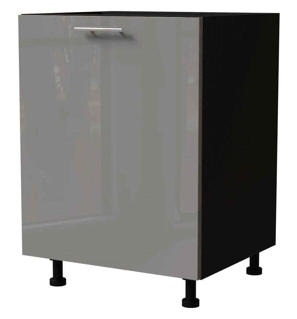 Feldmann-Wohnen Küchenunterschrank Grau, Schwarz 60x82x50 cm