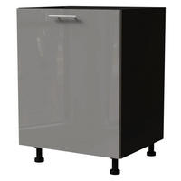 KÜCHENUNTERSCHRANK Essen D1D/60 Grau Hochglanz / Schwarz Matt 60 / 50 / 82cm - Schwarz/Grau, Holz/Holzwerkstoff (60/82/50cm) - Feldmann-Wohnen