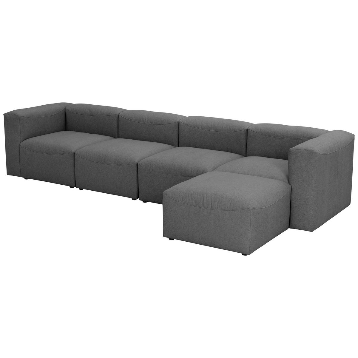 ECKSOFA 4-Sitzer mit Hocker rechts Kattrina Flachgewebe anthrazit - Anthrazit, Kunststoff (175/350cm) - 58aufmkessel