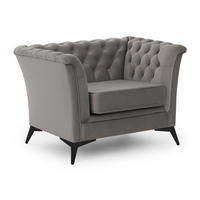 CHESTERFIELD-SESSEL Whitby Grau Samt mit schwarzen Füßen - Schwarz/Grau, Holz/Textil (116/78/82cm) - S-Style Möbel