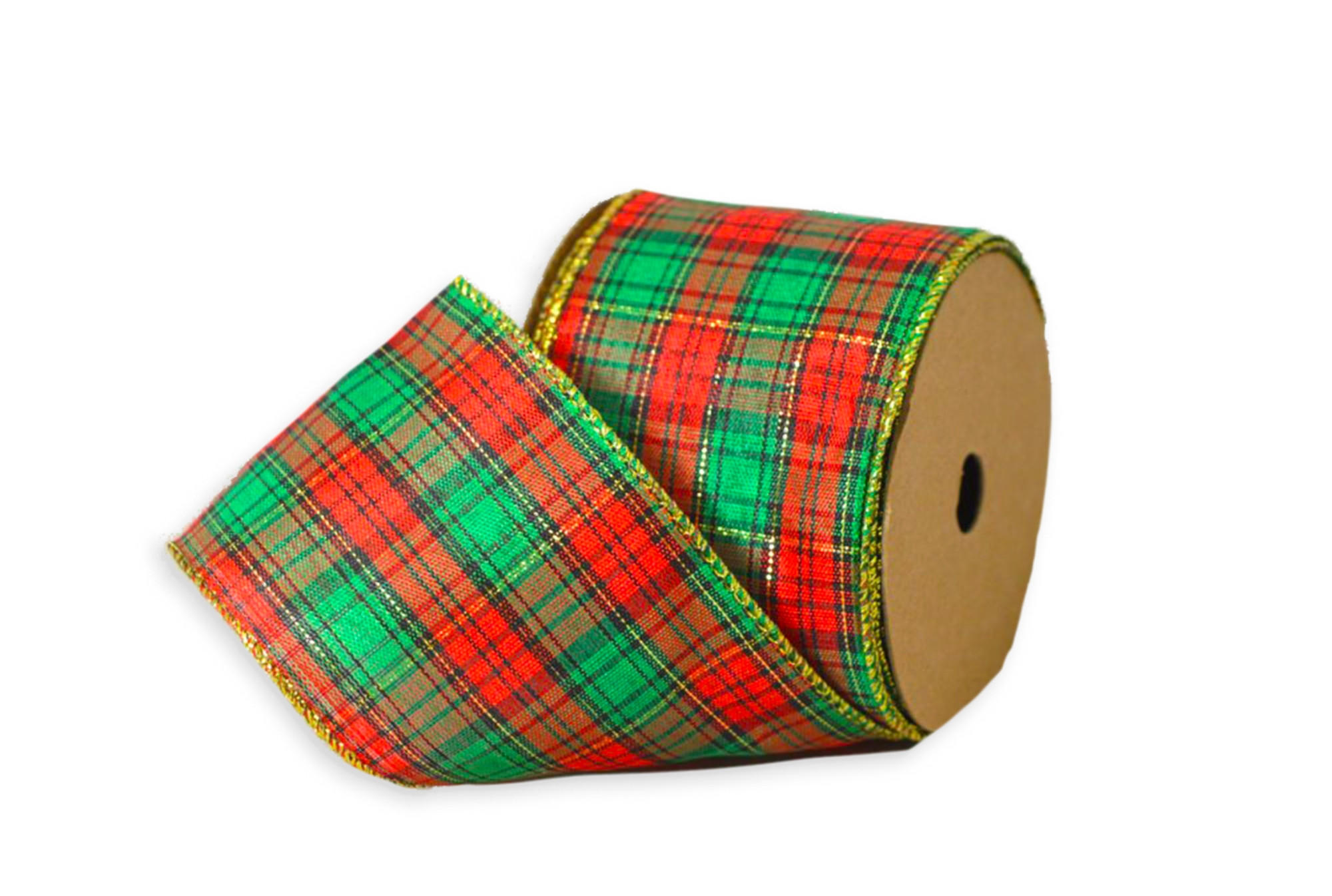 DEKOBAND kariert mit goldenem Rand 6 cm × 2,7 m - Rot/Goldfarben, Textil (6/6/270cm) - LAALU