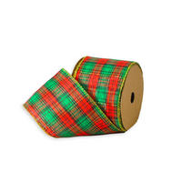 DEKOBAND kariert mit goldenem Rand 6 cm × 2,7 m - Rot/Goldfarben, Textil (6/6/270cm) - LAALU