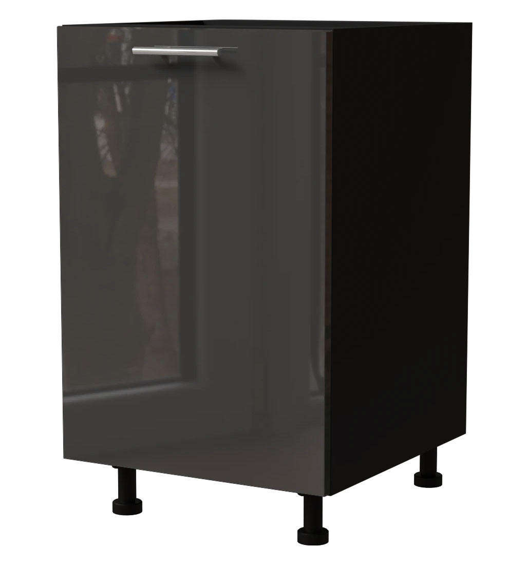 Feldmann-Wohnen Küchenunterschrank Graphit, Schwarz 50x82x50 cm