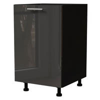 KÜCHENUNTERSCHRANK Essen D1D/50 Graphit Hochglanz / Schwarz Matt 50 / 50 / 82cm - Schwarz/Graphitfarben, Holz/Holzwerkstoff (50/82/50cm) - Feldmann-Wohnen