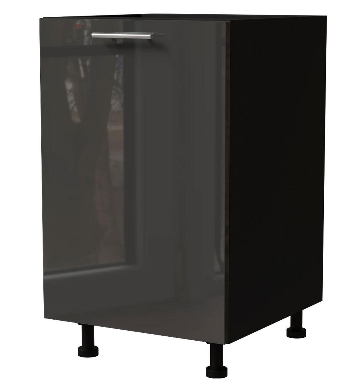 KÜCHENUNTERSCHRANK Essen D1D/50 Graphit Hochglanz / Schwarz Matt 50 / 50 / 82cm - Schwarz/Graphitfarben, Holz/Holzwerkstoff (50/82/50cm) - Feldmann-Wohnen