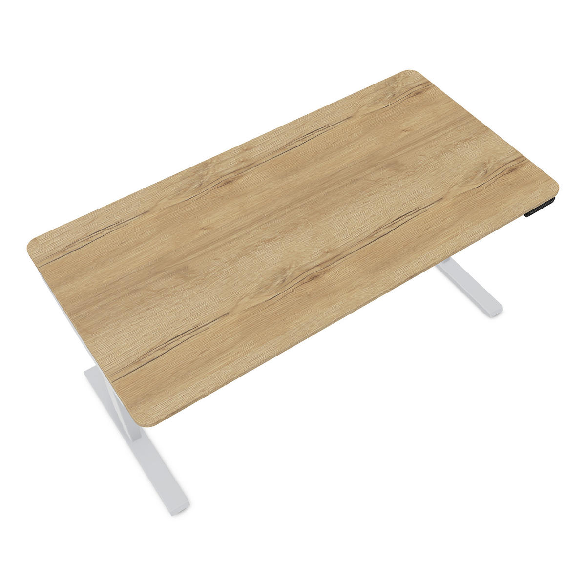 SCHREIBTISCH Elektrisch höhenverstellbarer Schreibtisch Y-Line Curved Eiche Natura Weißaluminium 160/80/62-127cm - Weiß Hochglanz/Silberfarben, Holzwerkstoff/Metall (80/160/127cm) - ASSMANN