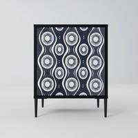 SIDEBOARD GRAPHITE EYES, Schwarz, 57,5x42x72,5 cm, Schwarze Metallfüße - Multicolor/Schwarz, Holzwerkstoff/Metall (57.5/72.5/42cm) - SpaceRebels