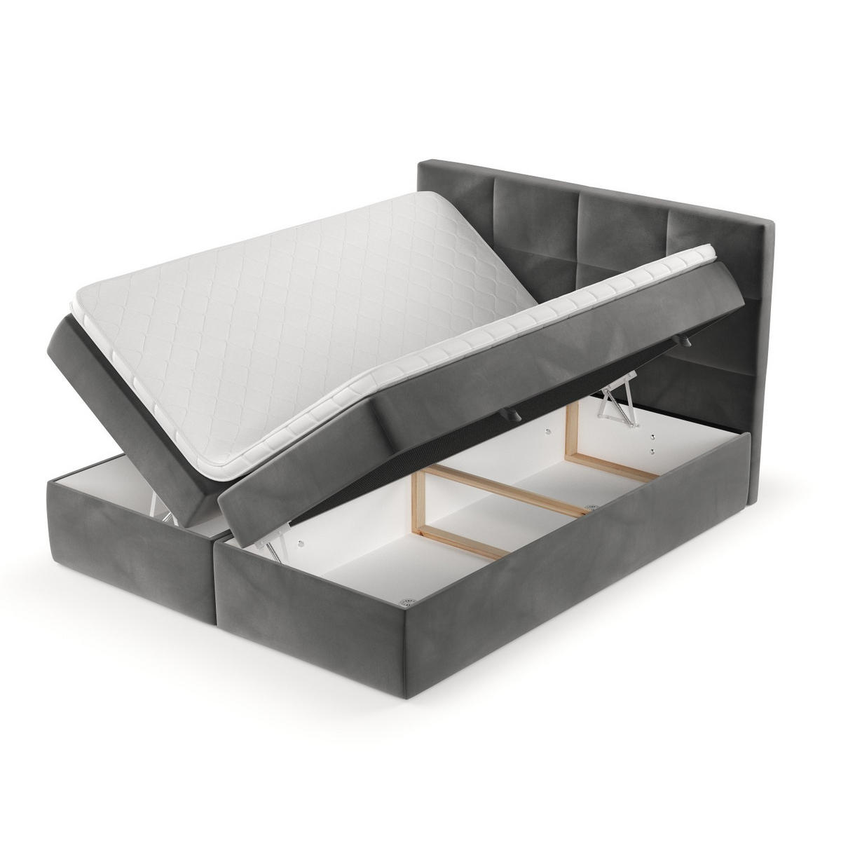 BOXBETT Oris 140/200 cm Grau im Kronos Stoff - Schwarz/Grau, Holz/Holzwerkstoff (140/200cm) - AltaBeds