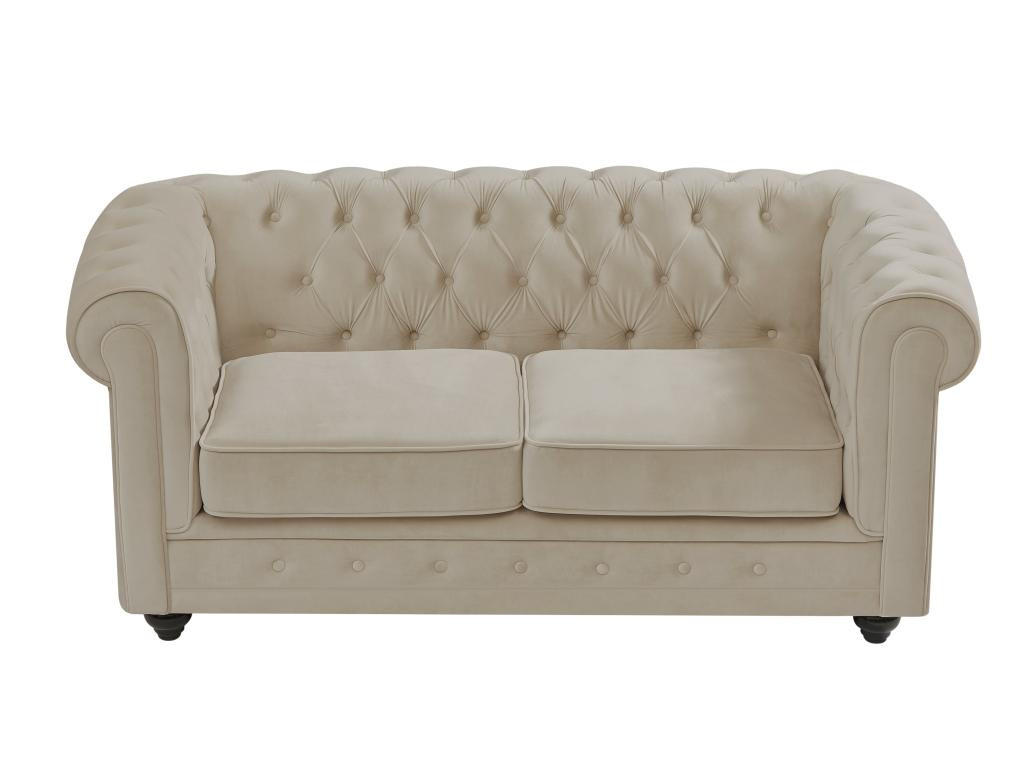 SOFA 2-Sitzer - Samt - Beige - CHESTERFIELD - Beige, Textil (88/72/168cm) - Vente-Unique