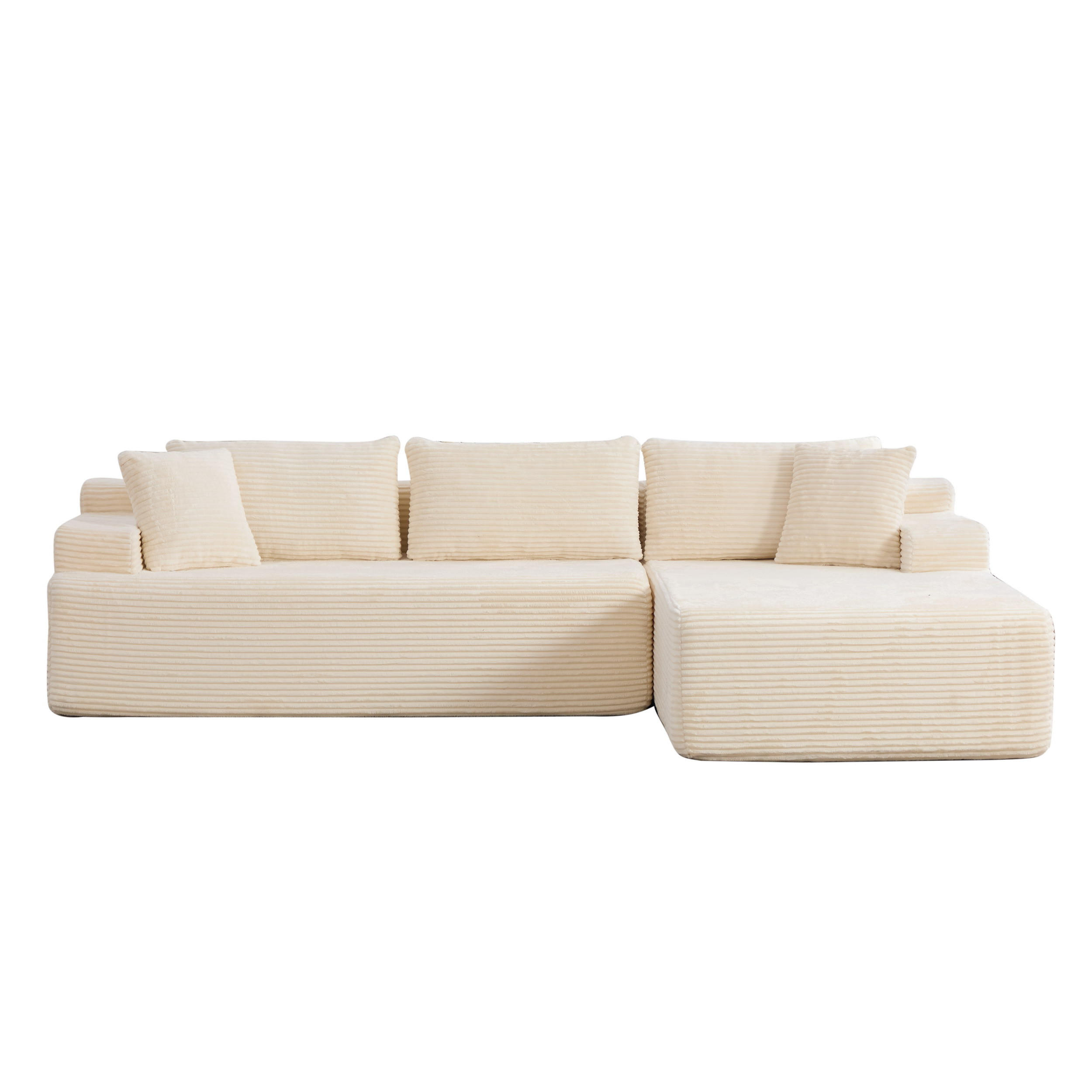 ECKSOFA 272/174/74.5 cm Elfenbein mit rutschfestem Boden - Ecru, Textil (174/74.5/272cm) - Oxeza