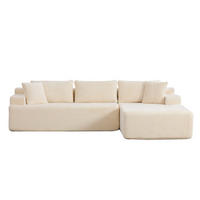 ECKSOFA 272/174/74.5 cm Elfenbein mit rutschfestem Boden - Ecru, Textil (174/74.5/272cm) - Oxeza