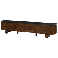 TV-BOARD Mango 240x40x50 dunkelbraun lackiert / Marmor schwarz FLORENZ #203 - Dunkelbraun, Holz (240/50/40cm) - Massivmoebel24